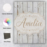 Personalised Name Weathered White Wooden Custom  Unique Gift Idea Elegant Feature Canvas Wall Art Print Decor Picture Ready to Hang
