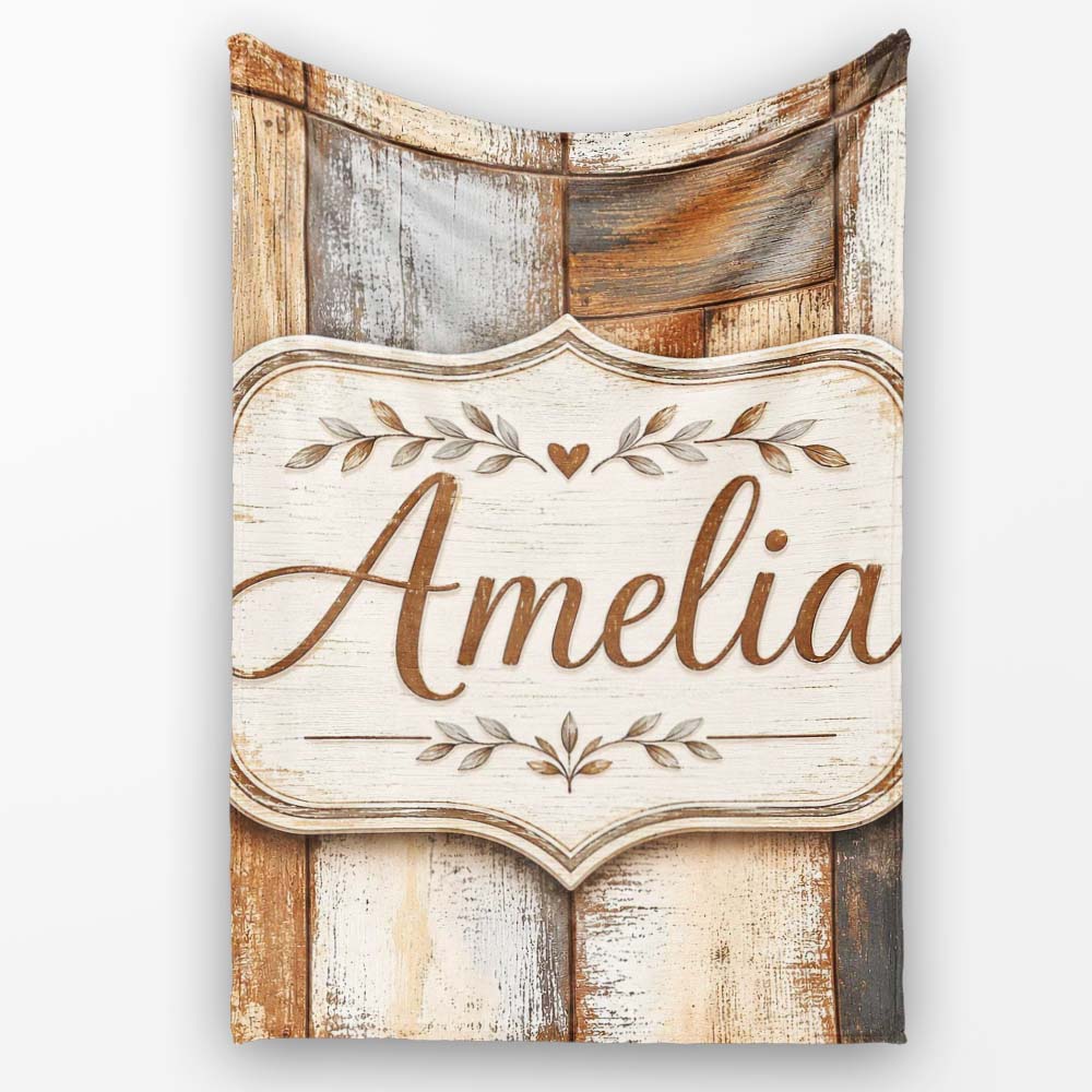 Vintage Mixed Wood Panel Patchwork Rustic Seamless Pattern Lovely  Personalised Custom Name Super Soft Fleece Blanket Bed Sofa Throw