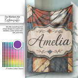 Rustic Multicolor Wood Tile Geometric Patchwork Seamless Pattern  Personalised Custom Name Super Soft Fleece Blanket Bed Sofa Throw