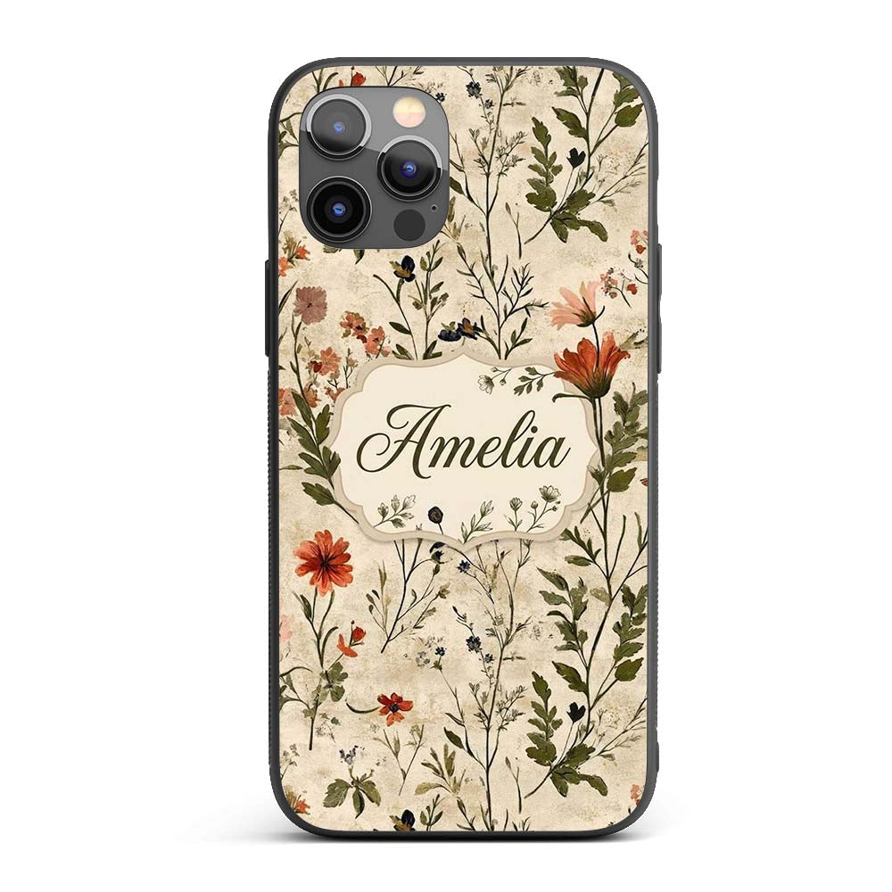 Colorful Wildflower Meadow Botanical Seamless Custom Name Protective Phone Case Mobile Cover Durable Everyday Smartphone Shock Resistant