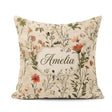 Custom Name Colorful Wildflower Meadow Botanical Seamless Lovely Square Filled Cushion Throw Pillow Sofa Bed Home Decor Zip Washable UK Made