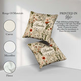 Custom Name Colorful Wildflower Meadow Botanical Seamless Lovely Square Filled Cushion Throw Pillow Sofa Bed Home Decor Zip Washable UK Made