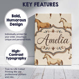 Personalised Name Rustic Brown Horse Farm Custom  Unique Gift Idea Elegant Feature Canvas Wall Art Print Decor Picture Ready to Hang