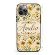 Soft Vintage Wildflower Botanical on Warm Neutral Custom Name Protective Phone Case Mobile Cover Durable Everyday Smartphone Shock Resistant