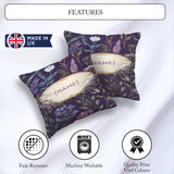 Custom Name Elegant Tropical Floral Leaves Blue Seamless Pattern Square Filled Cushion Throw Pillow Sofa Bed Home Decor Zip Washable UK Made