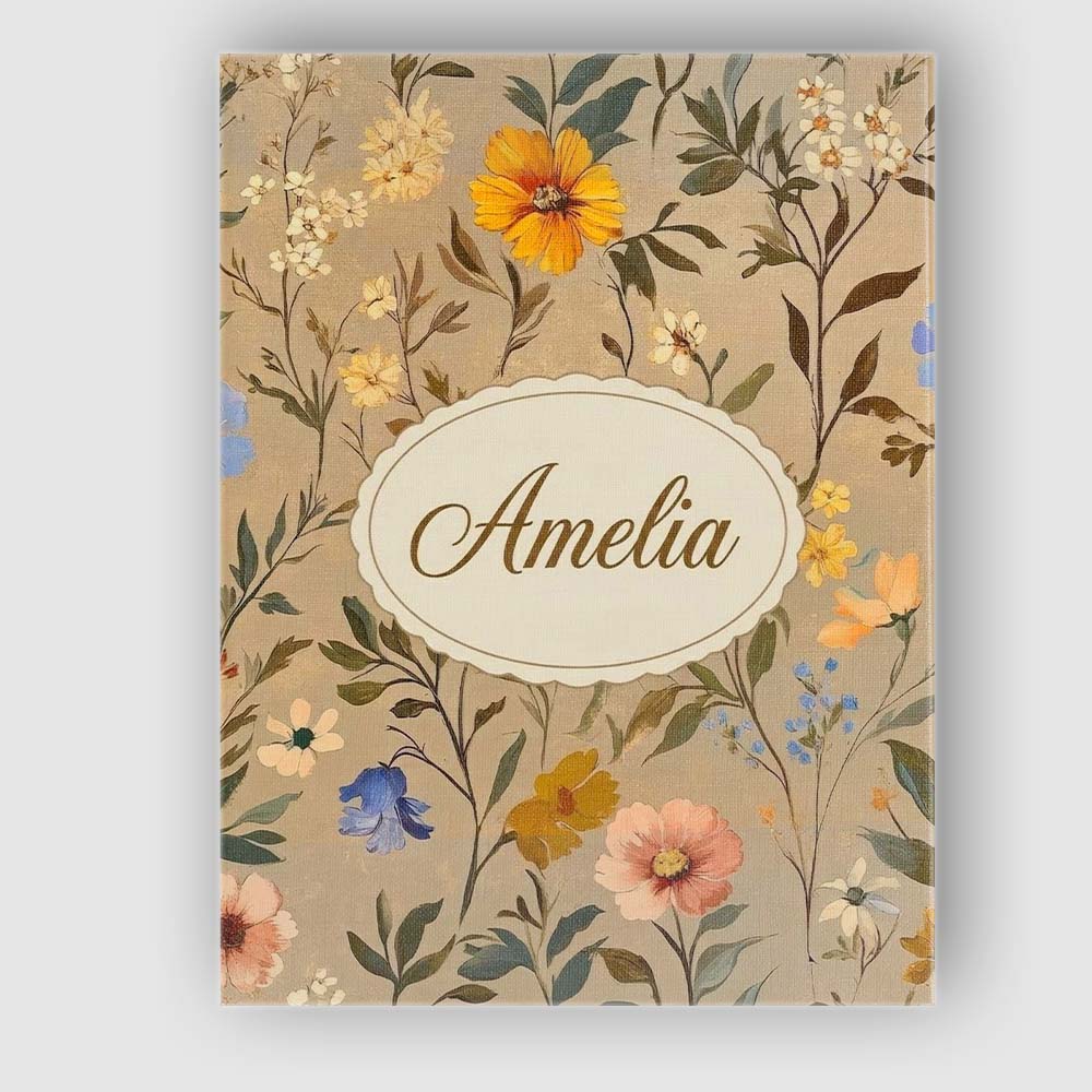 Personalised Name Elegant Garden Wildflowers Custom Bespoke  Contemporary Display Canvas Wall Art Print Decor Picture Ready to Hang