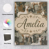 Personalised Name Rustic Farm Goat Animal Custom  Unique Gift Idea Elegant Feature Canvas Wall Art Print Decor Picture Ready to Hang