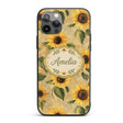 Golden Sunflower Floral Rustic Garden Seamless Custom Name Protective Phone Case Mobile Cover Durable Everyday Smartphone Shock Resistant