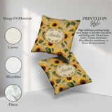 Custom Name Golden Sunflower Floral Rustic Garden Pattern Lovely Square Filled Cushion Throw Pillow Sofa Bed Home Decor Zip Washable UK Made