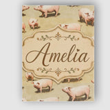 Personalised Name Cute Farm Pig Animal Custom  Modern Room Accent Elegant Feature Canvas Wall Art Print Decor Picture Ready to Hang