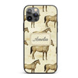 Vintage Rustic Horse Illustration Farm Animal Custom Name Protective Phone Case Mobile Cover Durable Everyday Smartphone Shock Resistant