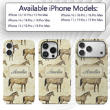 Vintage Rustic Horse Illustration Farm Animal Custom Name Protective Phone Case Mobile Cover Durable Everyday Smartphone Shock Resistant