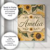Personalised Name Classic Sunflower Botanical Custom Unique Gift Idea Modern Room Accent Canvas Wall Art Print Decor Picture Ready to Hang