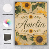 Personalised Name Classic Sunflower Botanical Custom Unique Gift Idea Modern Room Accent Canvas Wall Art Print Decor Picture Ready to Hang