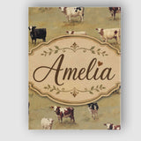 Personalised Name Farm Cow Cattle Pasture Custom  Unique Gift Idea Elegant Feature Canvas Wall Art Print Decor Picture Ready to Hang