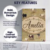 Personalised Name Farm Cow Cattle Pasture Custom  Unique Gift Idea Elegant Feature Canvas Wall Art Print Decor Picture Ready to Hang
