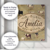 Personalised Name Farm Cow Cattle Pasture Custom  Unique Gift Idea Elegant Feature Canvas Wall Art Print Decor Picture Ready to Hang