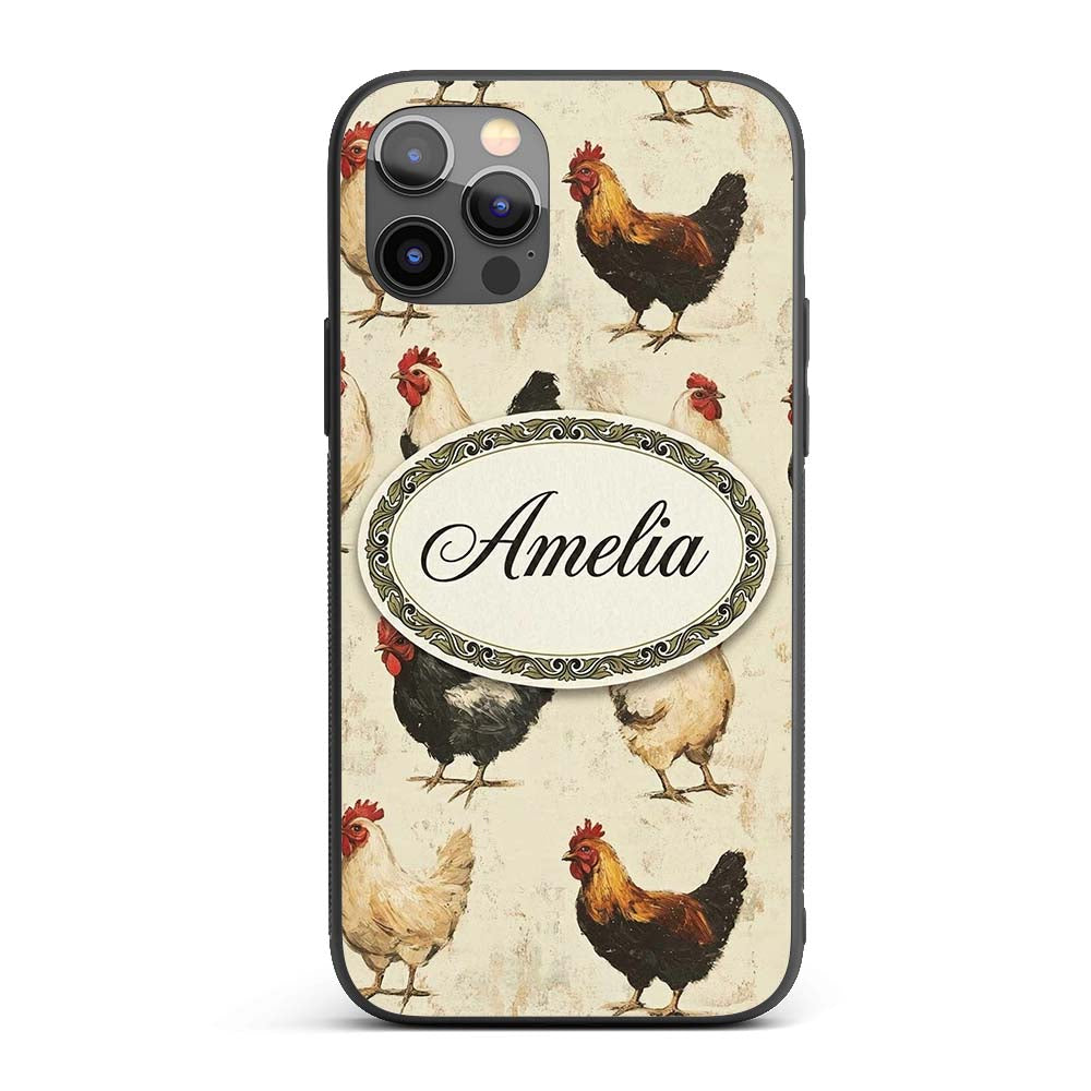 Country Farm Chicken Variety Decorative Design Custom Name Protective Phone Case Mobile Cover Durable Everyday Smartphone Shock Resistant