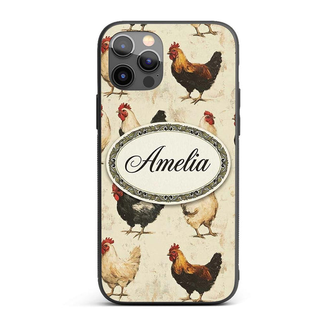 Country Farm Chicken Variety Decorative Design Custom Name Protective Phone Case Mobile Cover Durable Everyday Smartphone Shock Resistant