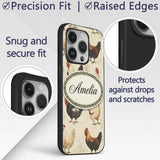 Country Farm Chicken Variety Decorative Design Custom Name Protective Phone Case Mobile Cover Durable Everyday Smartphone Shock Resistant