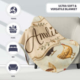 Vintage Farm Hen Illustration Soft Neutral Background Lovely  Personalised Custom Name Super Soft Fleece Blanket Bed Sofa Throw
