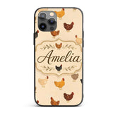 Vintage Farm Chicken Hen Illustration Soft Printed Design Custom Name Protective Phone Case Mobile Cover Durable Smartphone Shock Resistant