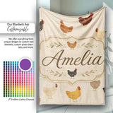 Vintage Farm Chicken Hen Illustration Soft Neutral Background Lovely  Personalised Custom Name Super Soft Fleece Blanket Bed Sofa Throw