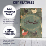 Personalised Name Rustic Chicken Hen Custom Premium Decorative Design Modern Room Accent Canvas Wall Art Print Decor Picture Ready to Hang