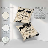 Custom Name Minimal Goat Farm Illustration Soft Neutral Seamless Square Filled Cushion Throw Pillow Sofa Bed Home Decor Zip Washable UK Made