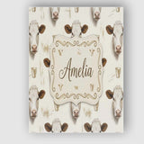 Personalised Name Soft Painted Calf Cow Custom  Modern Room Accent Elegant Feature Canvas Wall Art Print Decor Picture Ready to Hang