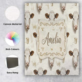 Personalised Name Soft Painted Calf Cow Custom  Modern Room Accent Elegant Feature Canvas Wall Art Print Decor Picture Ready to Hang