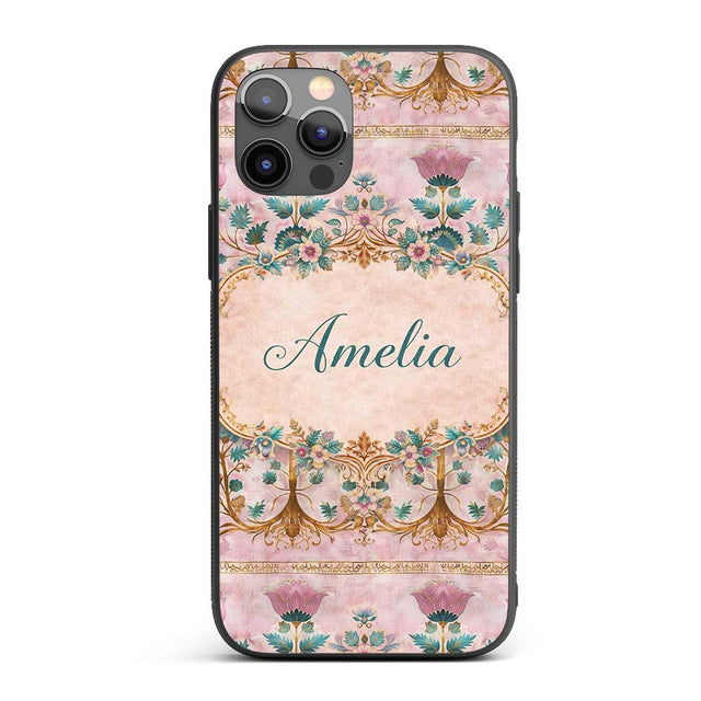 Soft Pink Teal Tree of Life Floral Printed Design Custom Name Protective Phone Case Mobile Cover Durable Everyday Smartphone Shock Resistant