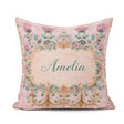 Custom Name Soft Pink Teal Tree of Life Floral Pattern Botanical Square Filled Cushion Throw Pillow Sofa Bed Home Decor Zip Washable UK Made