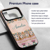 Soft Pink Teal Tree of Life Floral Printed Design Custom Name Protective Phone Case Mobile Cover Durable Everyday Smartphone Shock Resistant