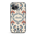 Traditional Blue Red Floral Folk Art Seamless Custom Name Protective Phone Case Mobile Cover Durable Everyday Smartphone Shock Resistant