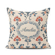 Custom Name Traditional Blue Red Floral Folk Art Seamless Lovely Square Filled Cushion Throw Pillow Sofa Bed Home Decor Zip Washable UK Made