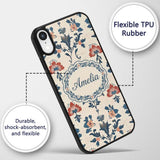 Traditional Blue Red Floral Folk Art Seamless Custom Name Protective Phone Case Mobile Cover Durable Everyday Smartphone Shock Resistant