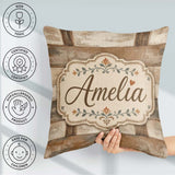 Custom Name Rustic Wooden Plank Texture Farmhouse Style Seamless Square Filled Cushion Throw Pillow Sofa Bed Home Decor Zip Washable UK Made
