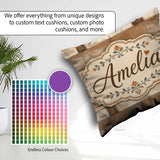 Custom Name Rustic Wooden Plank Texture Farmhouse Style Seamless Square Filled Cushion Throw Pillow Sofa Bed Home Decor Zip Washable UK Made