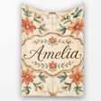 Vintage Tile Style Floral Motif Soft Neutral Seamless Pattern Lovely  Personalised Custom Name Super Soft Fleece Blanket Bed Sofa Throw