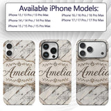 Rustic Whitewashed Wood Plank Cross Beam Seamless Custom Name Protective Phone Case Mobile Cover Durable Everyday Smartphone Shock Resistant