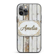 Vertical Weathered Wooden Planks Whitewashed Custom Name Protective Phone Case Mobile Cover Durable Everyday Smartphone Shock Resistant