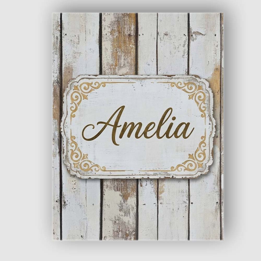Personalised Name Vertical Weathered Wooden Custom  Bespoke Interior Contemporary Canvas Wall Art Print Decor Picture Ready to Hang