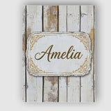 Personalised Name Vertical Weathered Wooden Custom  Bespoke Interior Contemporary Canvas Wall Art Print Decor Picture Ready to Hang