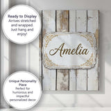 Personalised Name Vertical Weathered Wooden Custom  Bespoke Interior Contemporary Canvas Wall Art Print Decor Picture Ready to Hang
