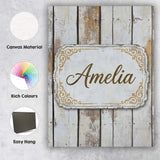 Personalised Name Vertical Weathered Wooden Custom  Bespoke Interior Contemporary Canvas Wall Art Print Decor Picture Ready to Hang