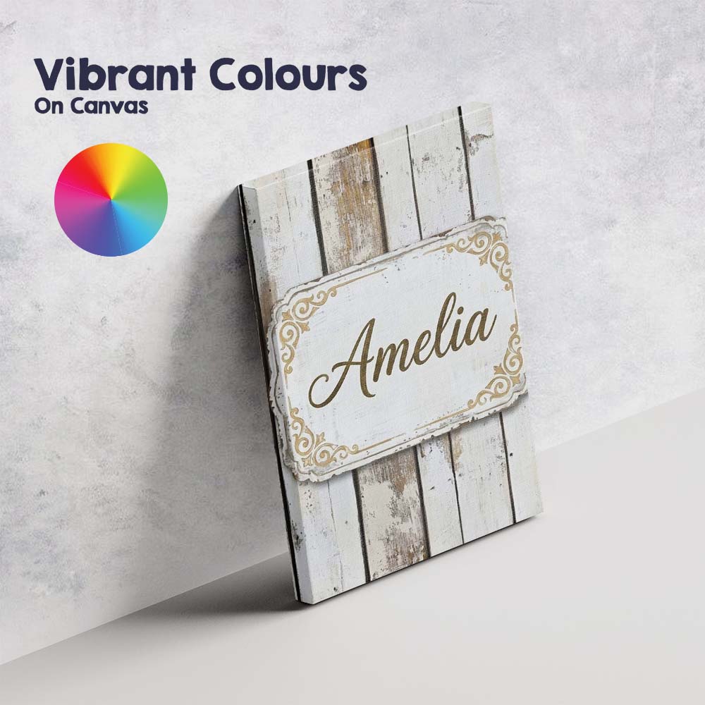 Personalised Name Vertical Weathered Wooden Custom  Bespoke Interior Contemporary Canvas Wall Art Print Decor Picture Ready to Hang