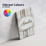 Personalised Name Vertical Weathered Wooden Custom  Bespoke Interior Contemporary Canvas Wall Art Print Decor Picture Ready to Hang