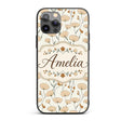 Minimalist Floral Stem Pattern with Botanical Custom Name Protective Phone Case Mobile Cover Durable Everyday Smartphone Shock Resistant