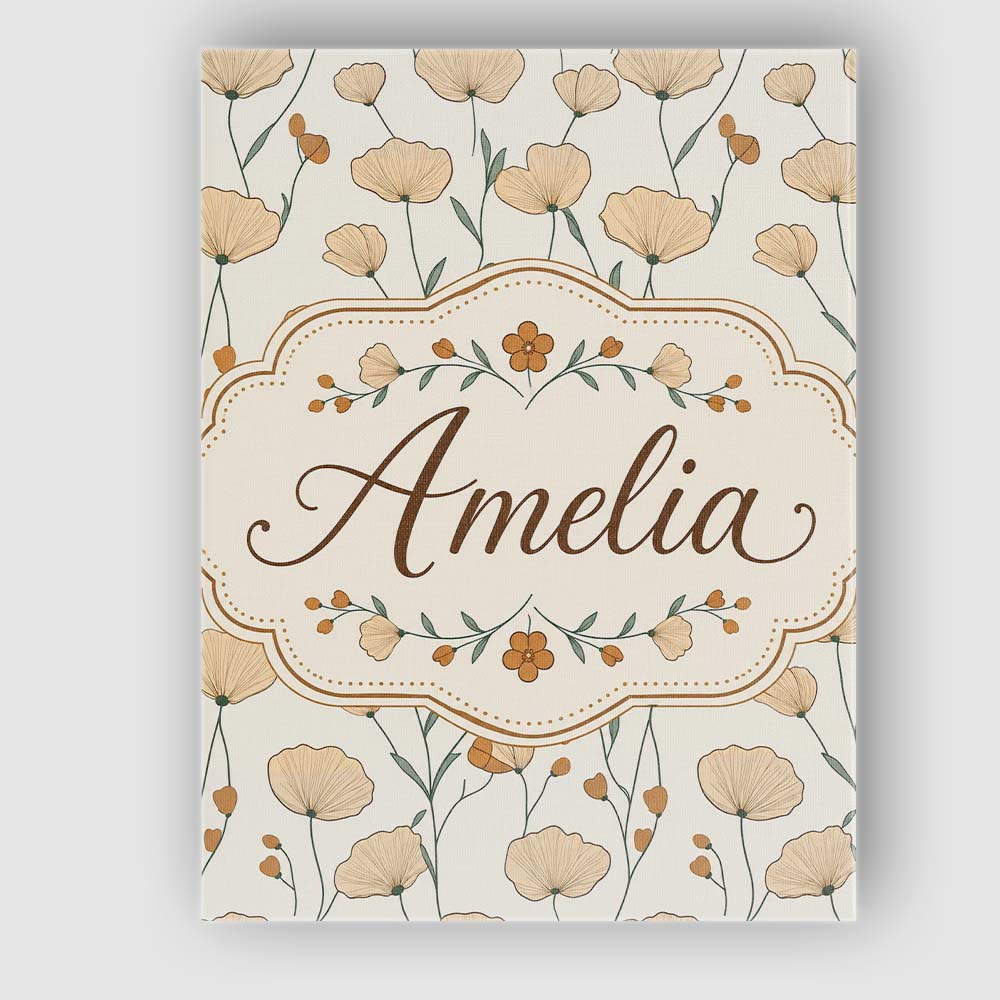 Personalised Name Minimalist Floral Stem Custom  Unique Gift Idea Elegant Feature Canvas Wall Art Print Decor Picture Ready to Hang